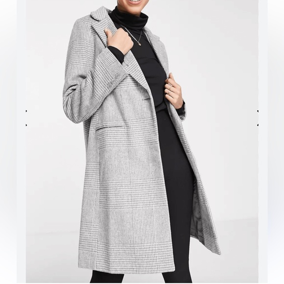 ASOS New Look Tailored Plaid Coat in Gray - Picture 1 of 7